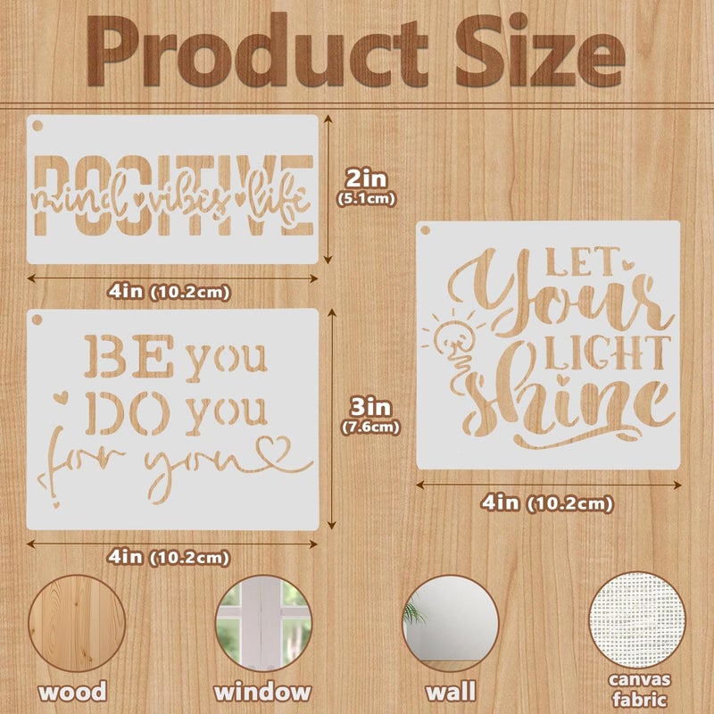 Resflyar 20 PCS Artistic Word Stencils, 4 Inch Inspirational Word Reusable Plastic Paint Templates, Quote Phrase Sayings Stencils Set for Painting on Wood Wall Canvas Fabric Paper Home Sign Furniture Canvas - Image 2
